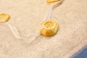 baked lemon slices on ribbon