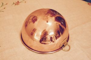 vintage copper bowl with loop handle