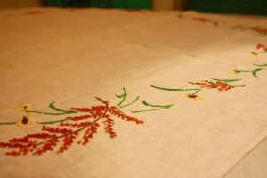 embroidered fall table linen