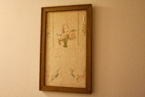 vintage linen in a rustic frame