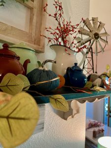 vintage enamelware paired with fall decor