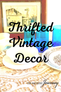 a grouping of thrifted vintage decor