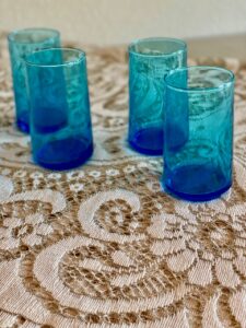 mid-century modern blue drinking glasses