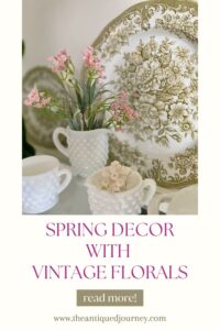 vintage green plates styled for spring