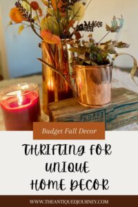 vintage thrifted copper styled for a fall vignette