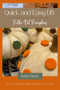 DIY pumpkin craft with small white pumpkins