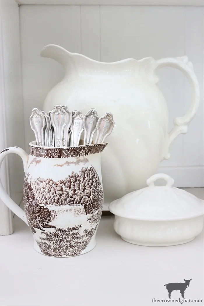 a photo of transferware and silver from The Crowned Goat