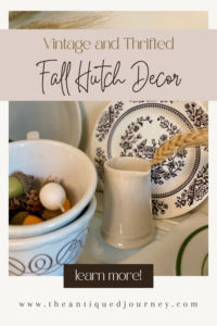 vintage decor styled in a hutch for Fall