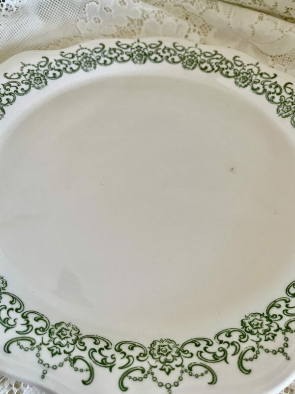 vintage green and white plate