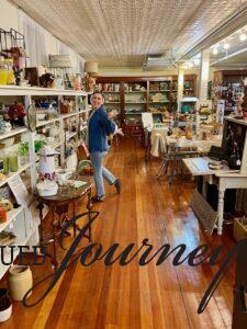 shopping for vintage decor finds at a vintage shop