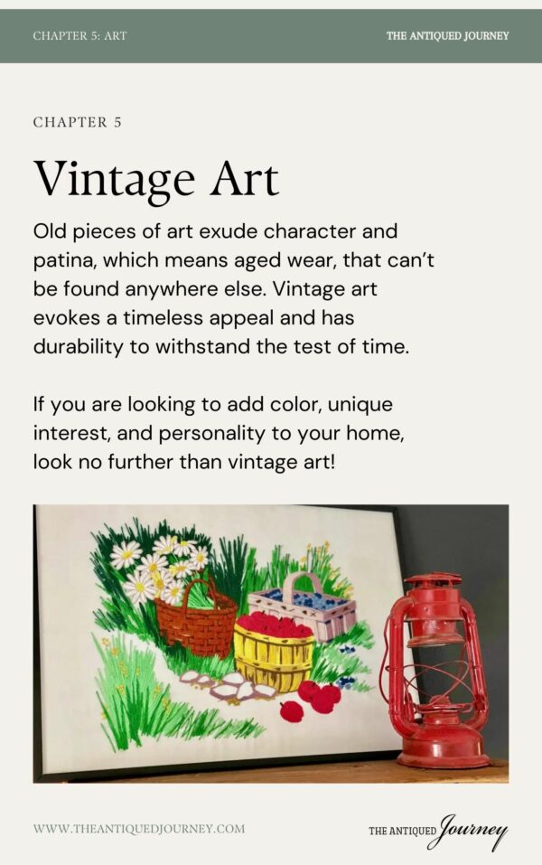 a page from 'an introduction to antique and vintage home decor' e-book