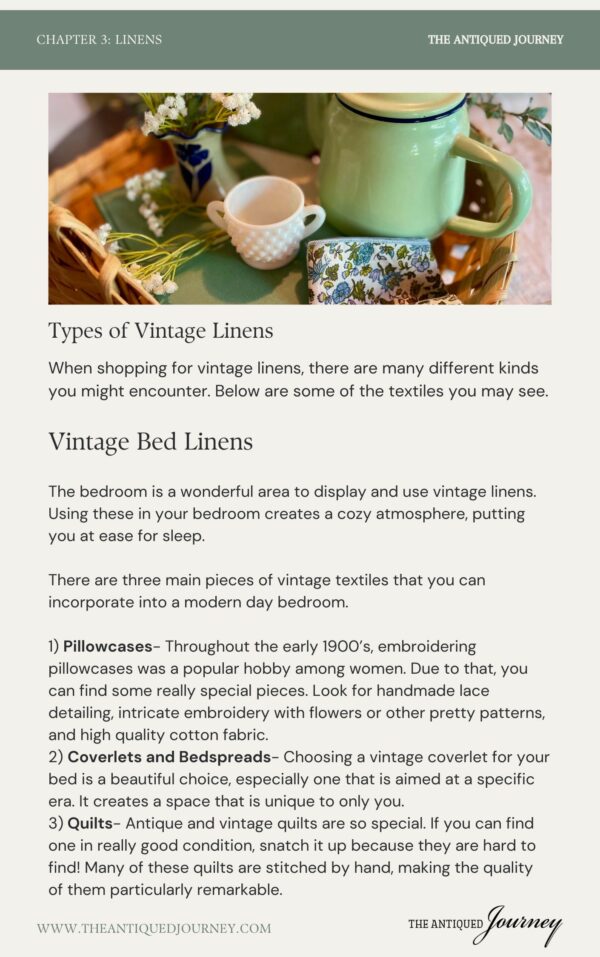 a page from the e-book 'an introduction to antique and vintage home decor'