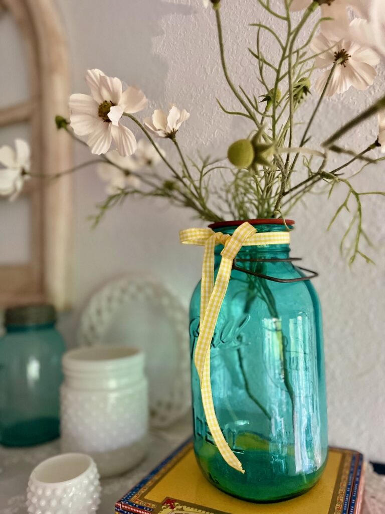 blue and white vintage decor for Summer-part 2 with vintage glass