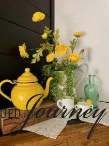 vintage decor used for Summer mantel decor