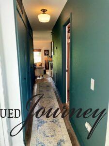 hallway painted a dark blue green color