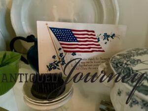 antique American flag postcard for Summer decor