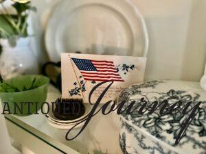 vintage patriotic decor styled in a home