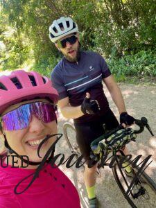 biking on a gravel trail