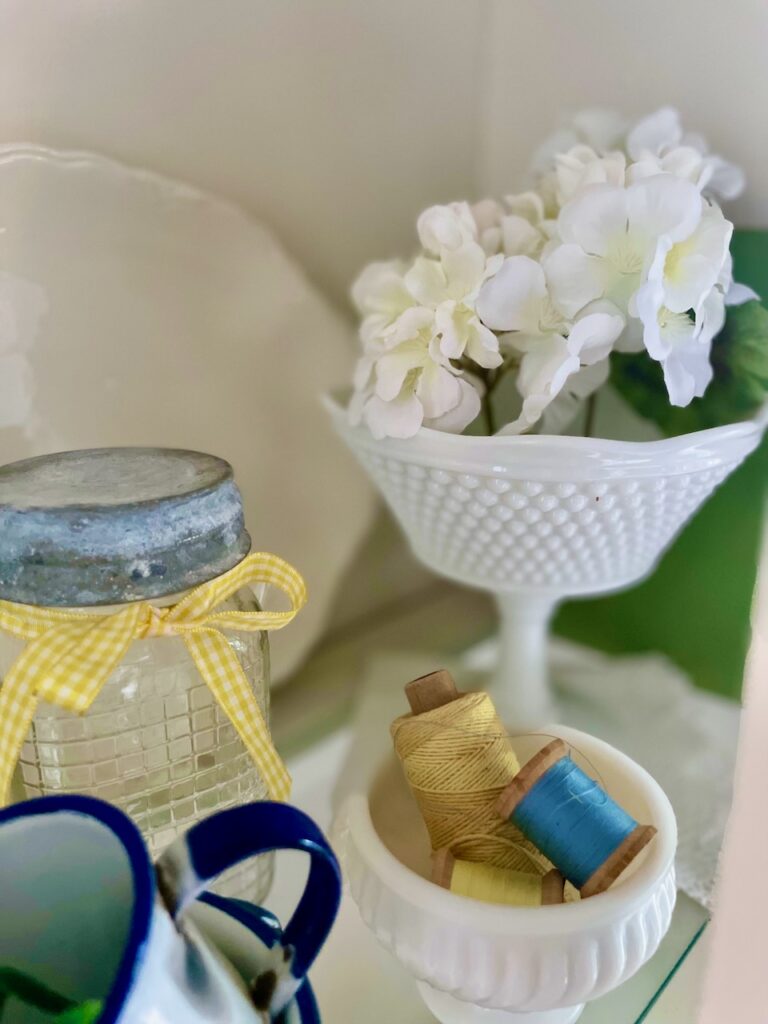 decorating the summer hutch with vintage finds