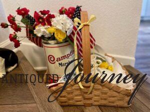 a vintage patriotic vignette with thrifted decor