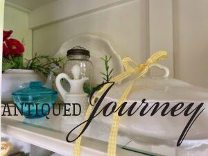 vintage and thrifted hutch decor for Summer