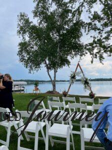 wedding ceremony on lake shore