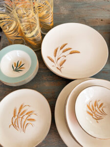 vintage wheat dishes from The Ponds Farmhouse