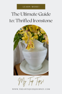 a vintage ironstone pitcher with fresh flowers