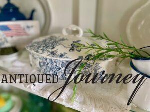 vintage eyelet linen in hutch