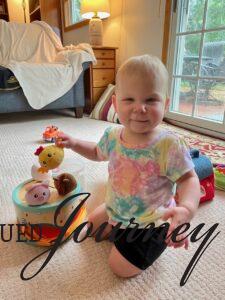 Molly playing with blocks