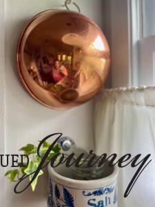 copper bowl in a fall kitchen display