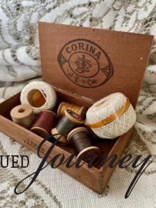 vintage thread spools in fall colors