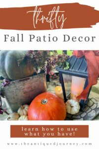 fall patio decor with thrifted items