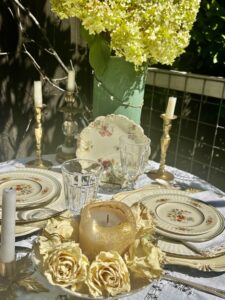 thrifted garden table setting from Masterpieces of my Life