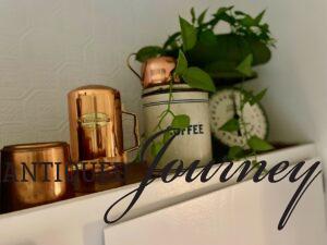 vintage copper above kitchen cabinets