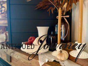 a vintage fall mantel display