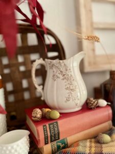 vintage tobacco basket styled for fall