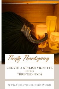 Thanksgiving vignette decor using items from the thrift store