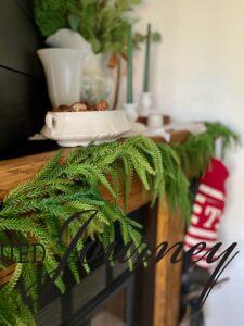 Christmas mantel with pine garland