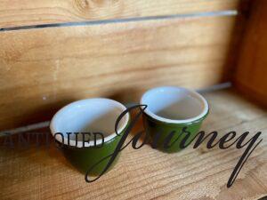 a pair of HALL vintage green cups to use for eco-friendly Christmas decor