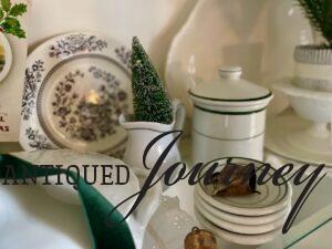 vintage and thrifted Christmas decor ironstone and green restaurant ware