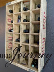 a vintage soda crate for sustainable holiday decorating