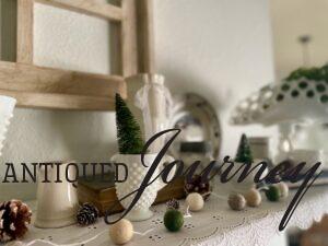 vintage decor styled with milk glass for winter