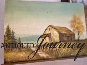 vintage barn oil painting