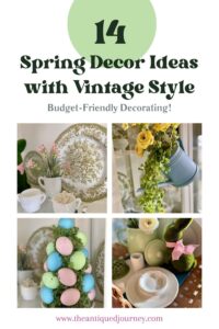 a collage of vintage and DIY Spring decor