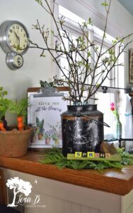 a Spring kitchen styled with vintage decor from Lora Bloomquist