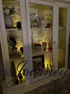 glowing hutch at night with battery candles valentine home decor ideas