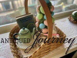 vintage Easter baskets styled with thrifted items