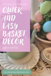 vintage Easter decor styled in a basket