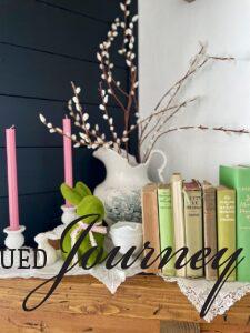 mantel decor ideas for Spring with vintage